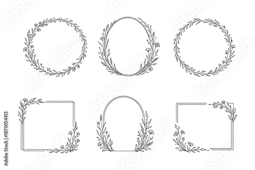 Elegant floral botanical frames for weddings and invitations