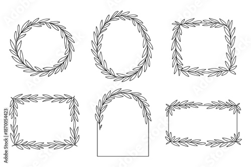 Elegant hand-drawn leaf borders for invitations and crafts