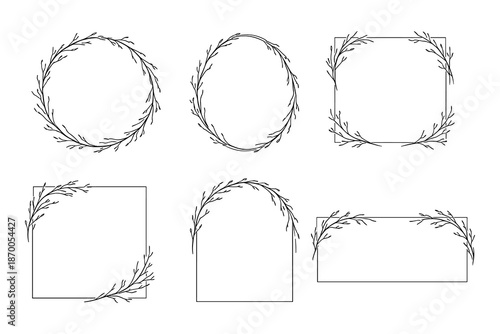 Elegant minimalist floral frames for invitations and decorations