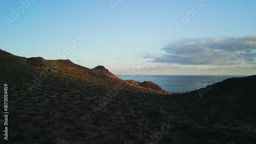 An aerial view of the beautiful sights of the desert of Tabernas in Almería, region of Andalucía, Spain.