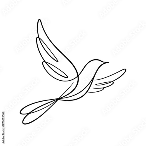 Elegant one line drawing of a dove in flight
