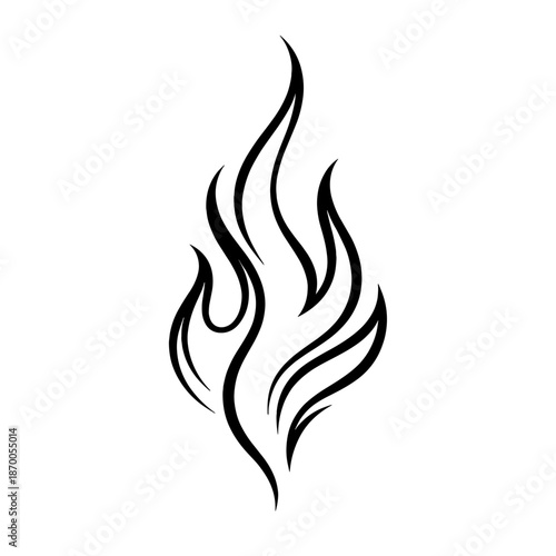 Elegant abstract flame design in black silhouette style