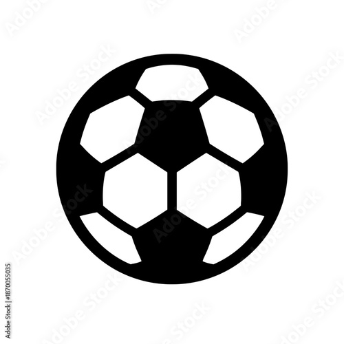 Classic black and white soccer ball icon on white background