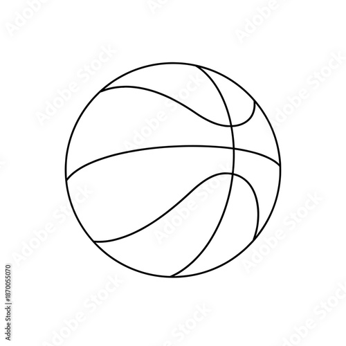 Minimalist line art of a basketball with geometric patterns for sports design