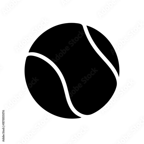 Bold black and white tennis ball icon