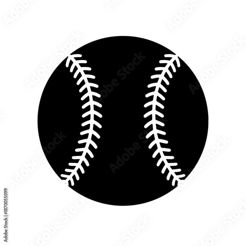 Baseball silhouette with stitching pattern on white background