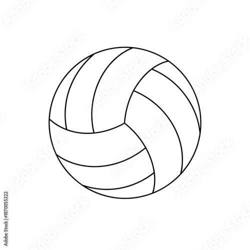 Minimalist line art volleyball on white background for sports design