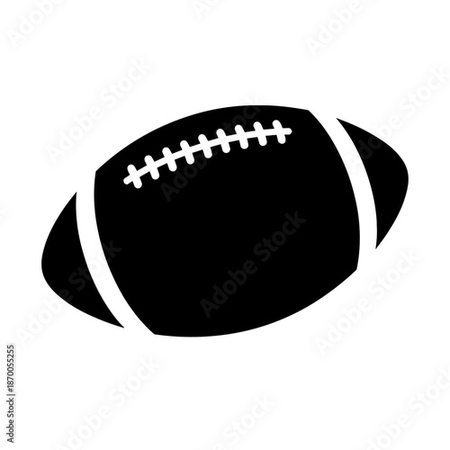 Silhouette of american football ball with stitching details in black and white
