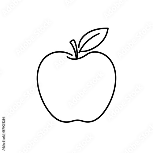 Minimalist line art apple with leaf design for modern decor