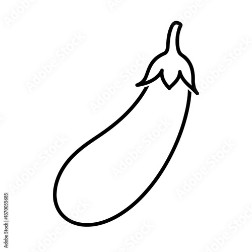 Minimalist outline of eggplant on white background for modern design
