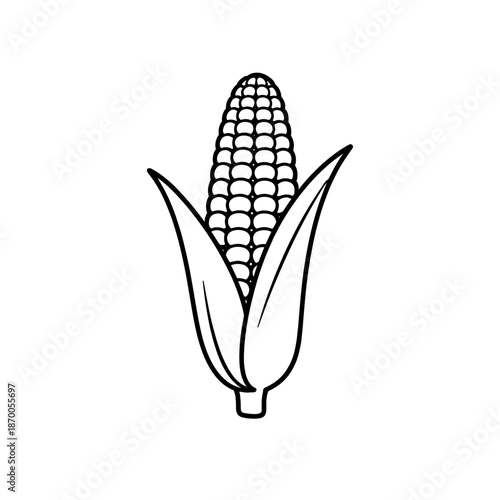 Outline of single corn ear with husk