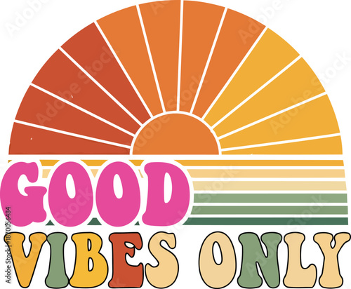 Colorful abstract summer background design featuring a vintage sun with rainbow rays over a nature inspired beach sky vector illustration