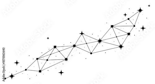 Abstract geometric constellation connection with stars and data lines