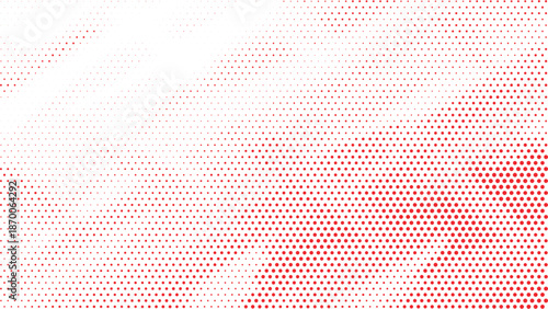 Vibrant Red Halftone Dot Gradient Background with Dynamic Shading and Minimalist White Space Vector Illustration