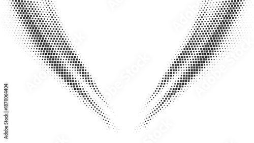 Symmetrical Black Square Halftone Wings Pattern on White Background for Professional Business Design Vector Illustration