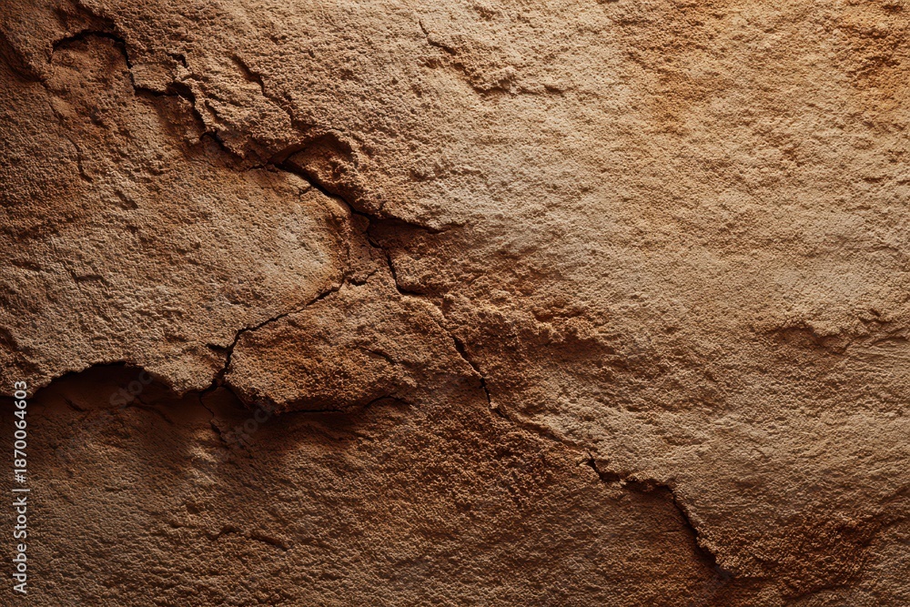Fototapeta premium Warm brown wall background featuring rugged concrete and clay-like texture