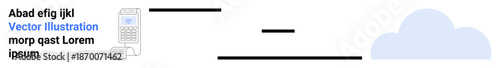 Cloud storage, communication, digital services, remote work, technology integration, networking. Cloud and phone elements with connecting lines. Cloud storage and communication concept
