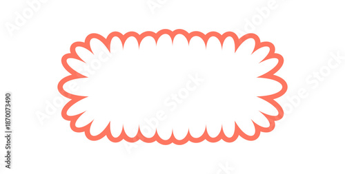 Groovy rectangle border with scallop outline in retro style. Cartoon bubble frame gives a wavy graphic element for y2k background in playful mood, perfect for vintage accent.