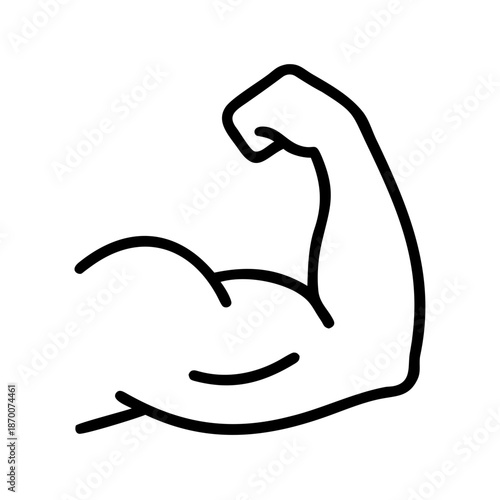 Strong arm flexing in bold outline symbolizing strength  