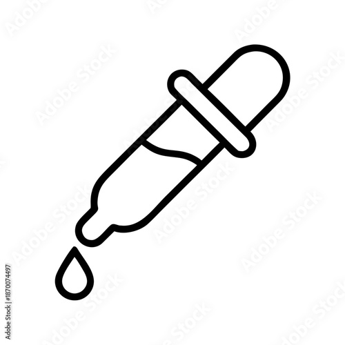 Eye dropper tool with liquid and droplet falling down 