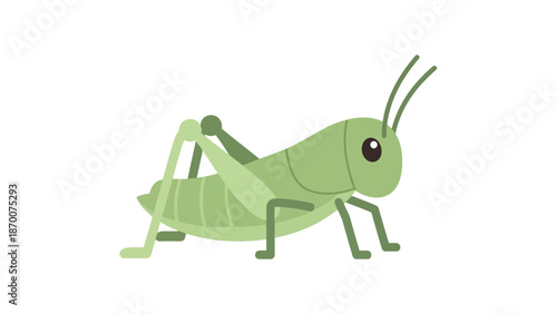 Cute Green Grasshopper Illustration in a Sunny Meadow.