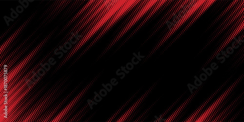 Abstract halftone dots red on black gradient grunge texture background. Modern grunge theme banner, poster, wallpaper