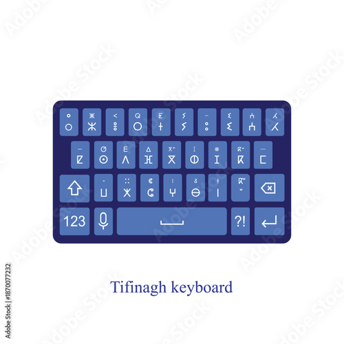 clacier tifinagh, Tifinagh keyboard, amazigh  alphabet, vector image. 