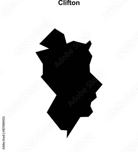 Clifton (England) blank outline map