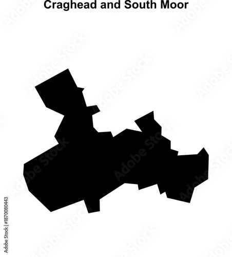 Craghead and South Moor (England) blank outline map