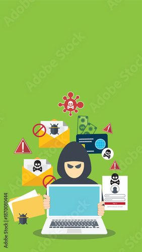 Hacker activity concept background. Vector illustration of hacker activity concept background for web design	