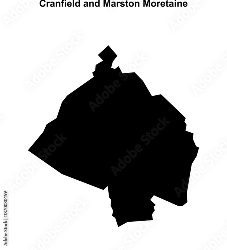 Cranfield and Marston Moretaine (England) blank outline map