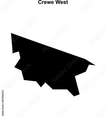 Crewe West (England) blank outline map