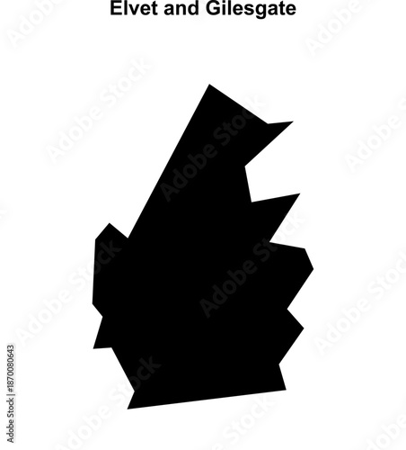 Elvet and Gilesgate (England) blank outline map