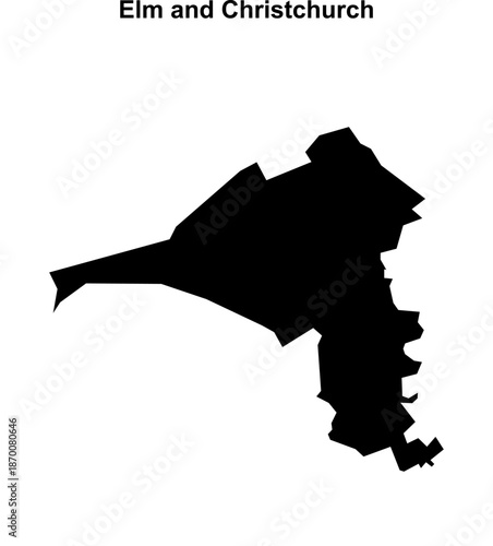 Elm and Christchurch (England) blank outline map