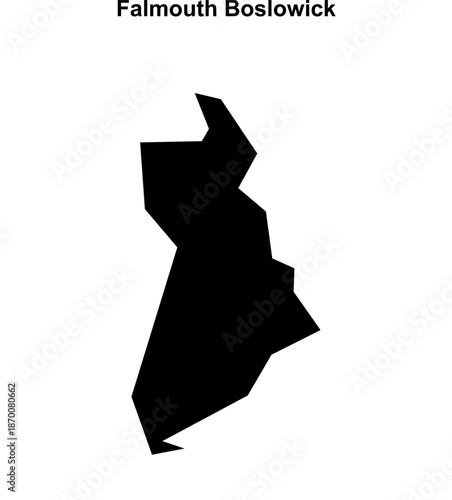 Falmouth Boslowick (England) blank outline map