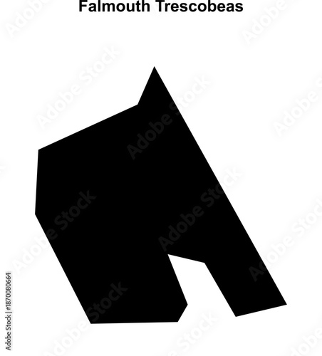 Falmouth Trescobeas (England) blank outline map