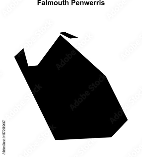 Falmouth Penwerris (England) blank outline map