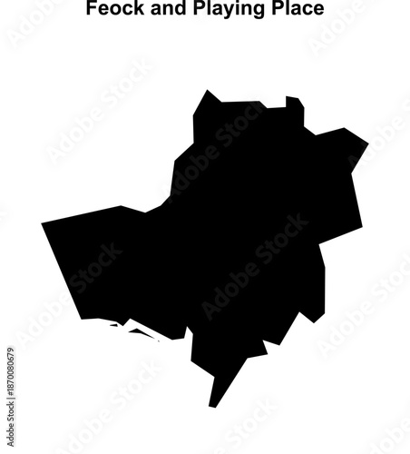Feock and Playing Place (England) blank outline map