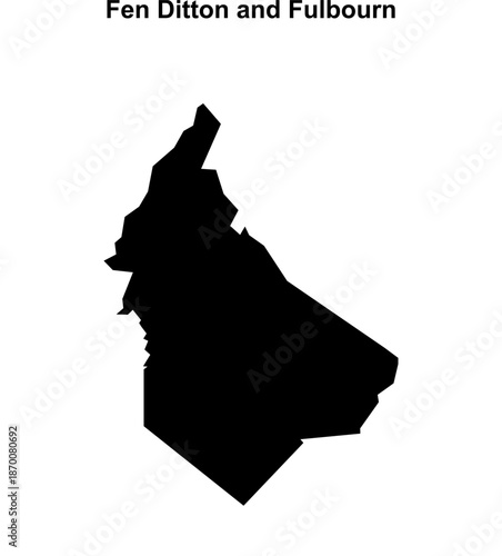 Fen Ditton and Fulbourn (England) blank outline map