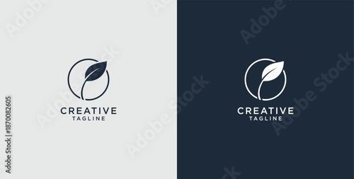 leaf growth icon logo design