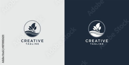 leaf growth icon logo design