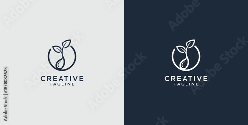 leaf growth icon logo design