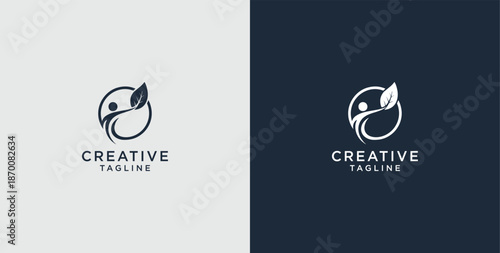 leaf growth icon logo design