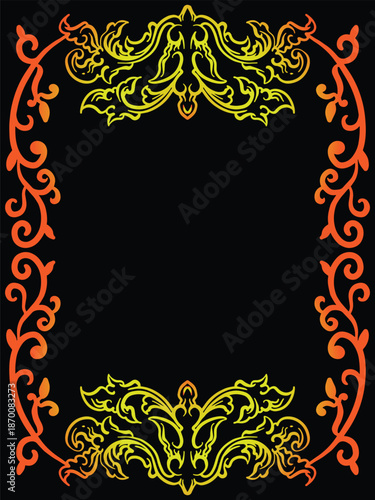 Classic Gold Outlines Of An Antique Luxury Ornamental Mirror Frame