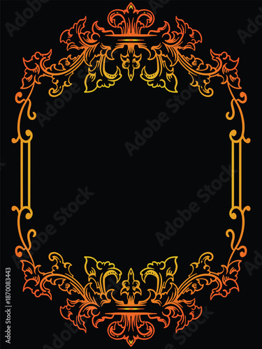 Fancy Gold Outlines Of An Ornamental Luxury Invitation Border