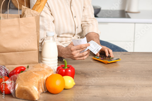 Young man with food product...
