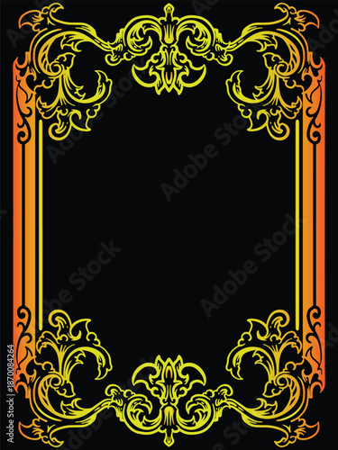 Gold Botanical Invitation Frame With Luxury Ornamental Decoration