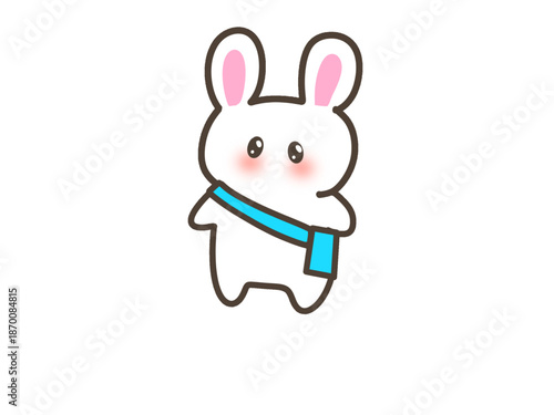 Cute Bunny Running Errands, Kawaii Rabbit Character Illustration