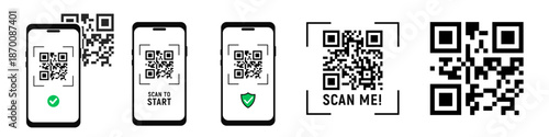 Qr code, scan me prompt, interactive technology symbol vector