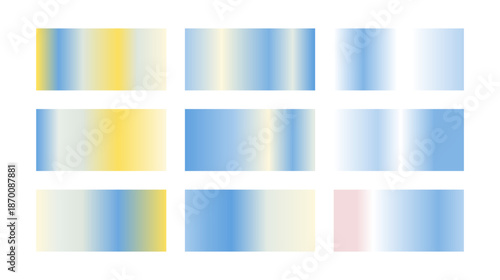 Calm blue sky gradient textures with light, fresh and uplifting colors. Pastel color sky gradient backgrounds for nature and modern minimal design. Vector soft light blue, white and yellow bg